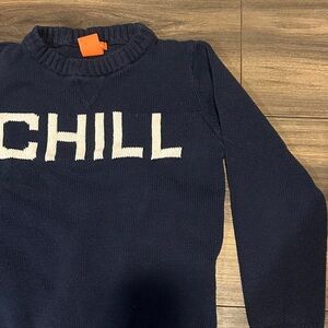 Joe Fresh Navy Crewneck Sweater with White CHILL Text